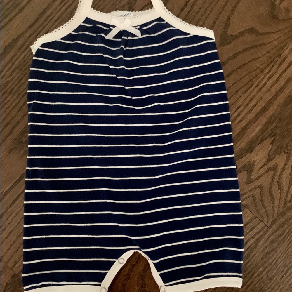 TOOBYDOO Navy & White Striped Romper